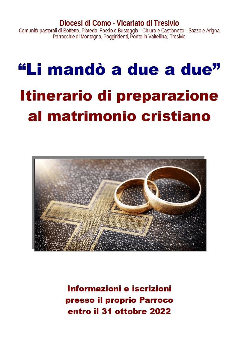 “Li mandò a due a due”. Itinerario di preparazione al matrimonio cristiano