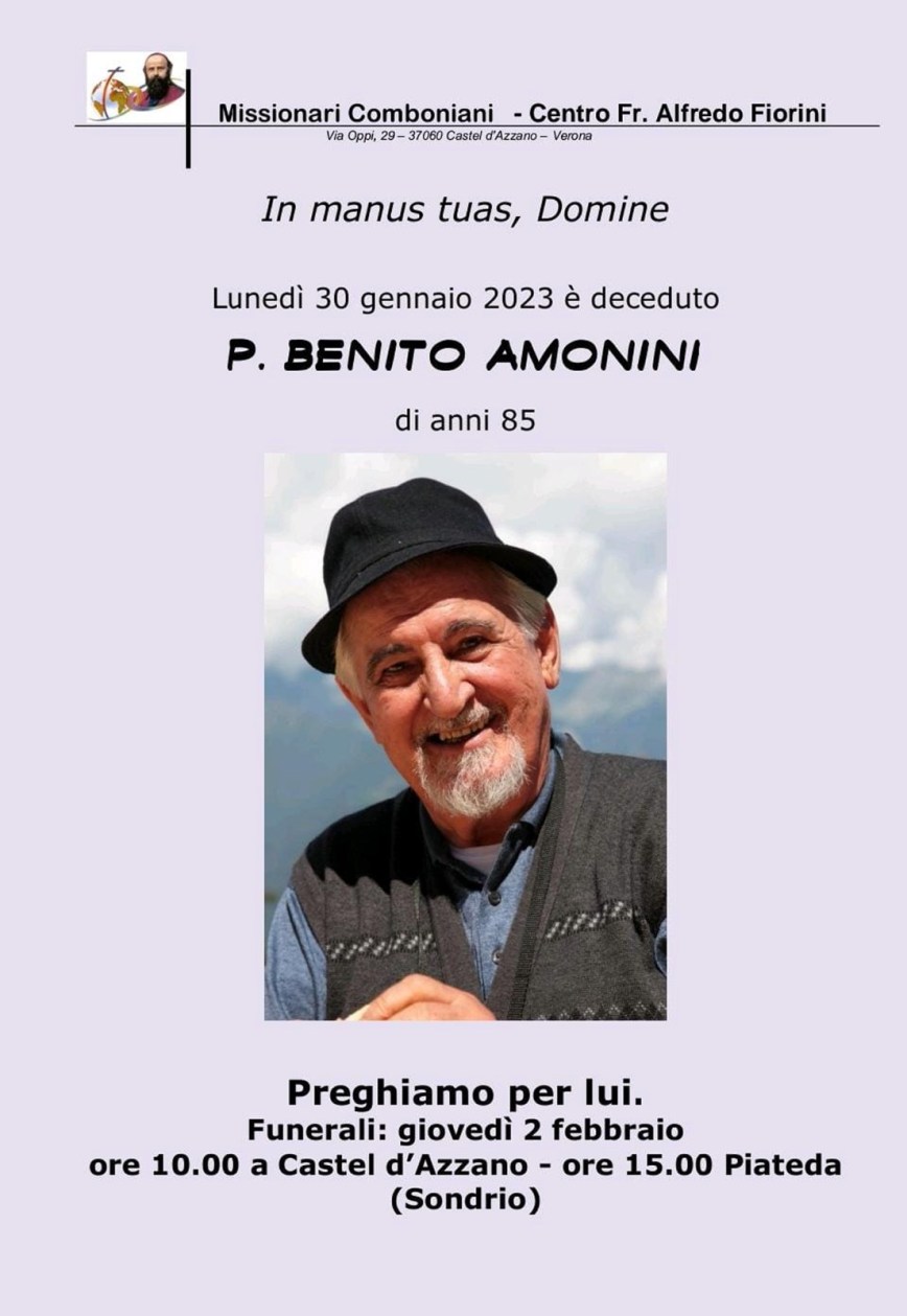 Deceduto p. Benito Amonini, comboniano