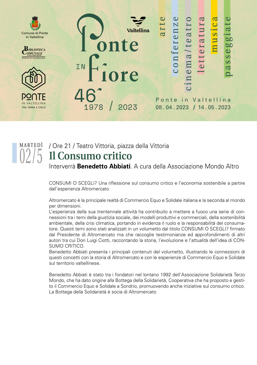 Il Consumo critico. Conferenza nell’ambito della “Ponte in fiore”