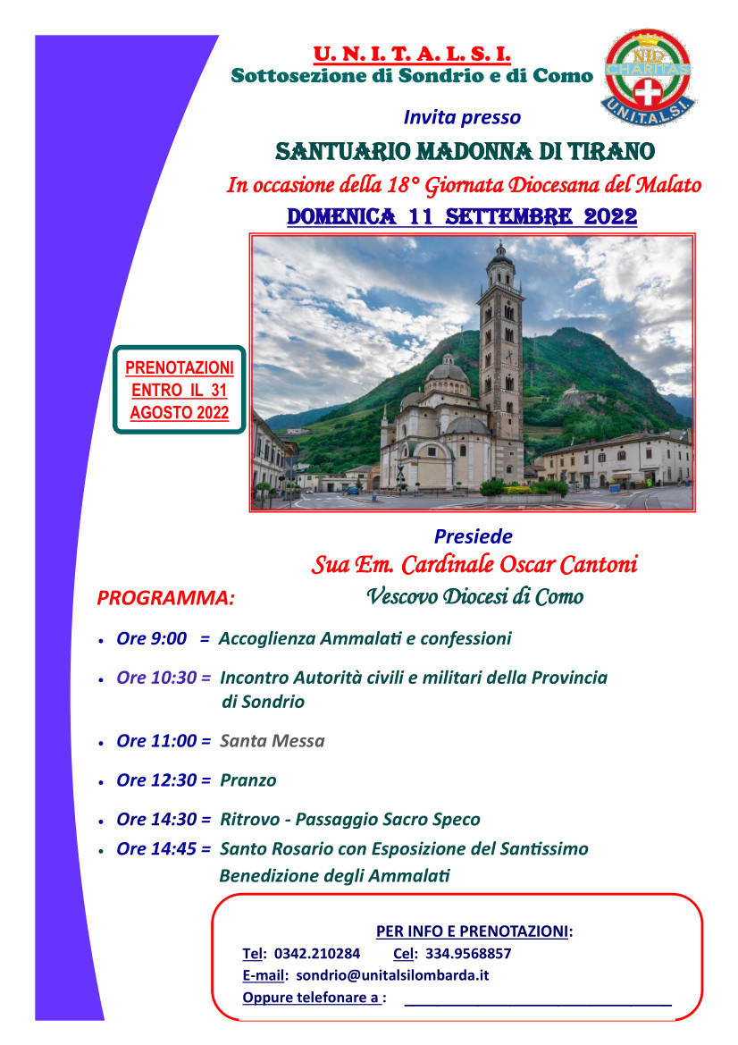 Giornata del malato al Santuario di Tirano