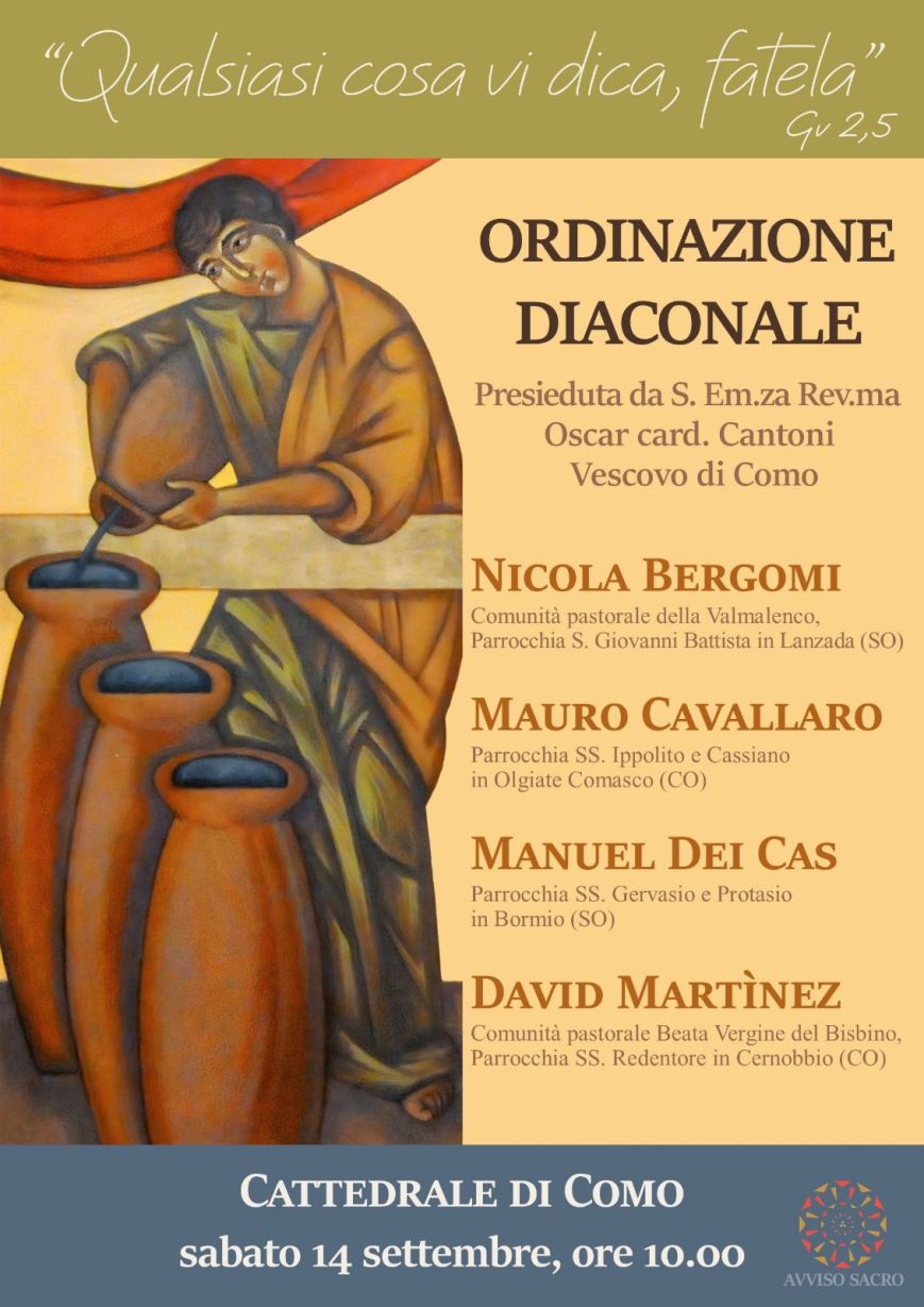 Ordinazioni diaconali a Como sabato 14 settembre 2024