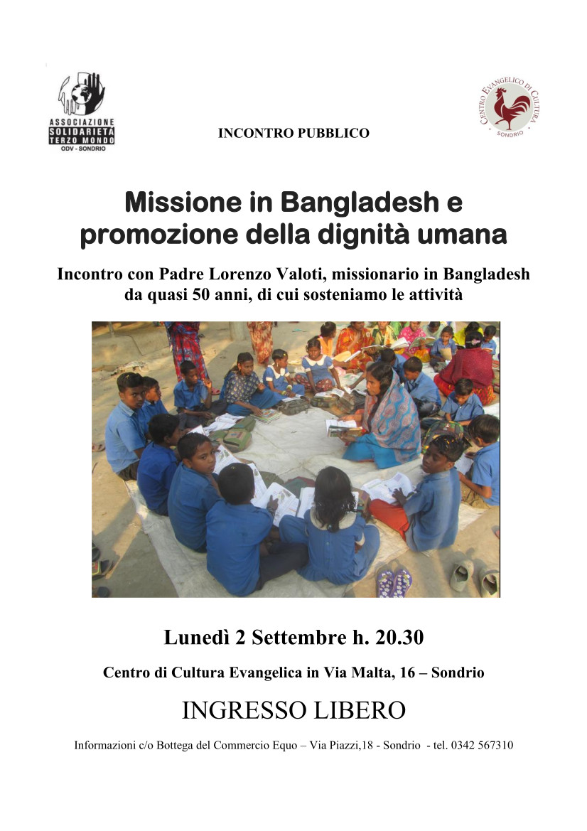 Incontro con p. Lorenzo Valoti: Missione in Bangladesh e promozione della dignità umana