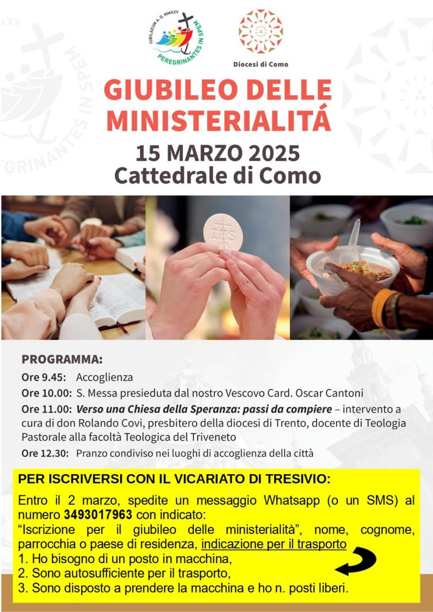 Giubileo diocesano per chi svolge un servizio nella Chiesa