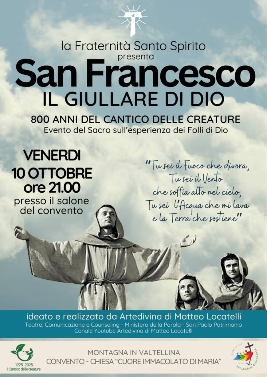 San Francesco, il giullare di Dio. Spettacolo presso il salone del convento di Montagna