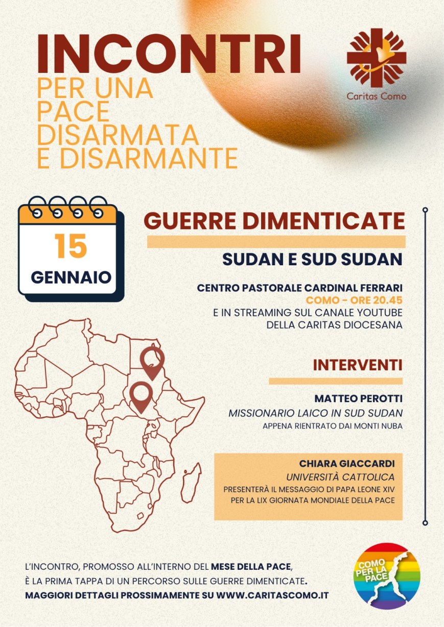 Mese dalla Pace: Caritas promuove un incontro sulle crisi dimenticate in Sudan e Sud Sudan
