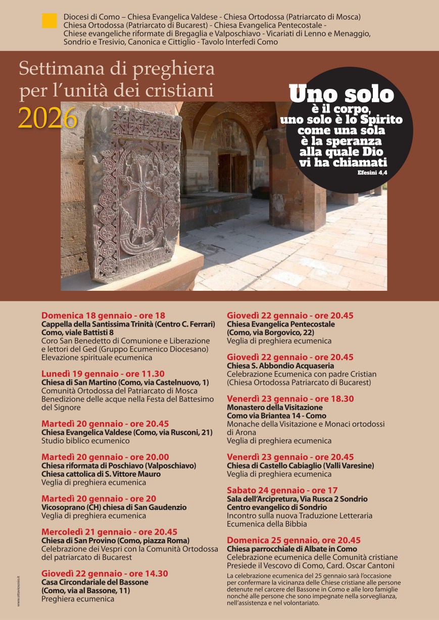 Settimana di preghiera per l’unità dei cristiani: “Uno solo è il corpo, uno solo è lo Spirito…”