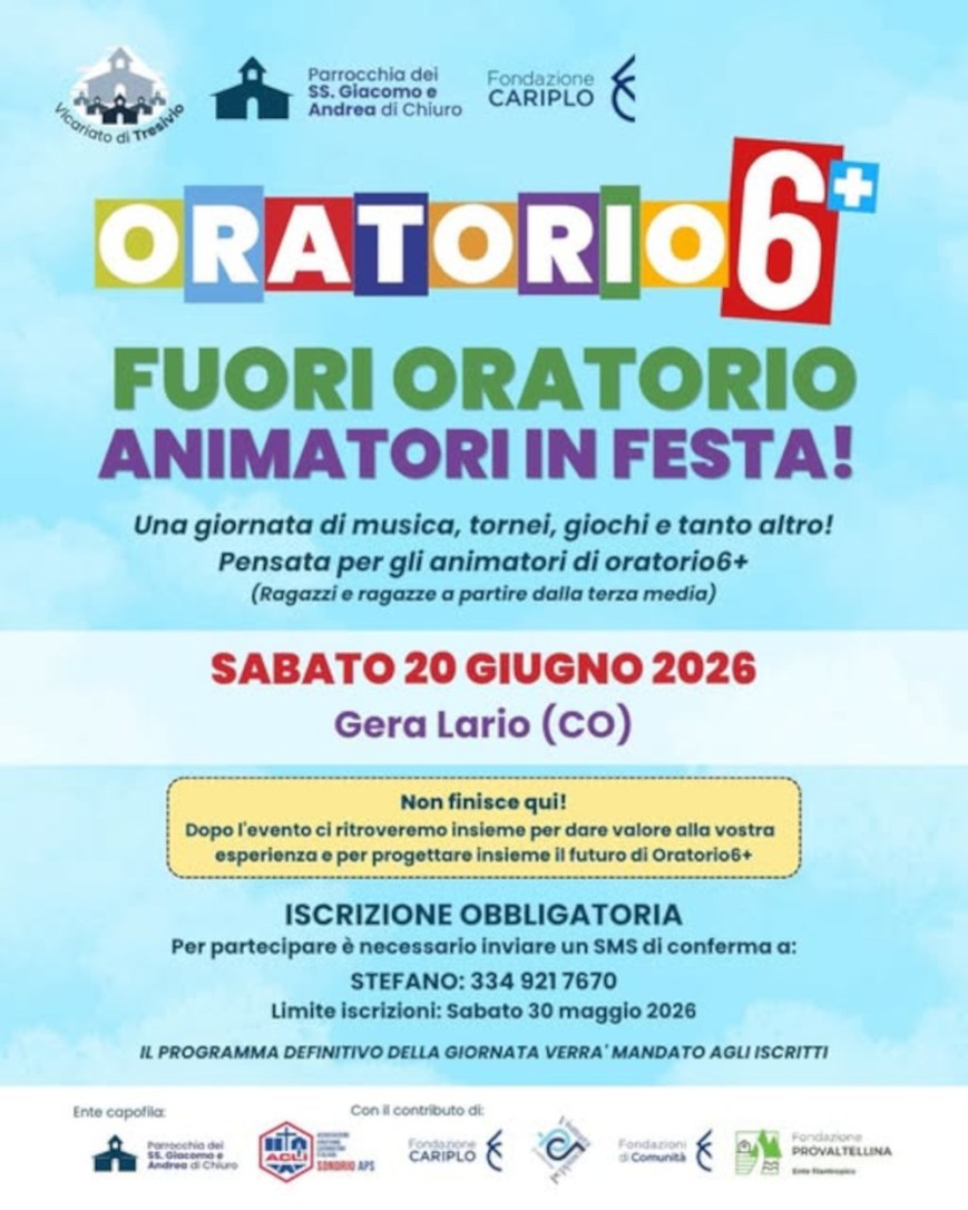 Fuori oratorio! Animatori in festa! Oratorio 6+ arriva a Gera Lario